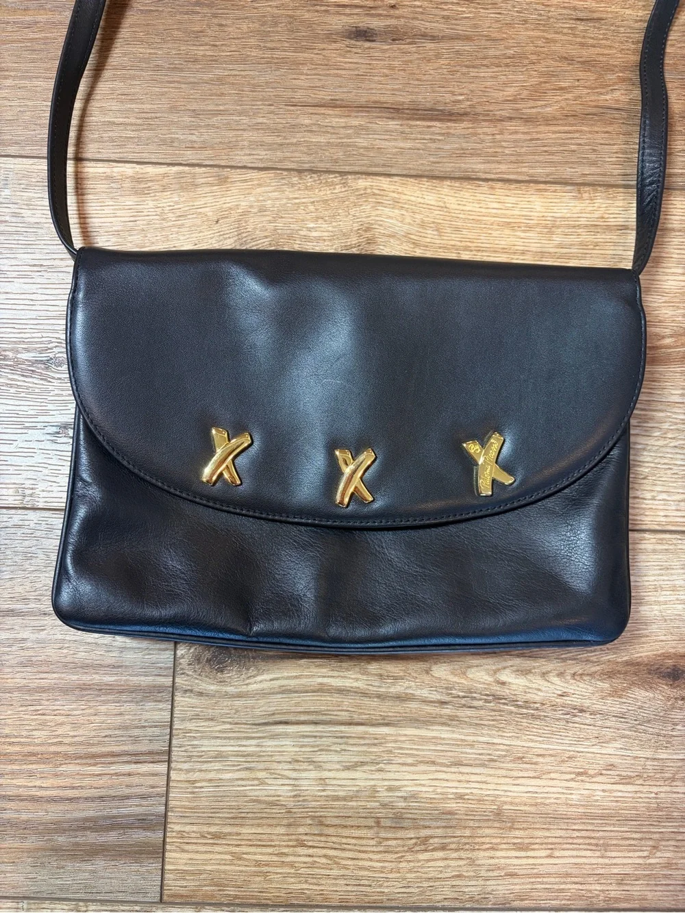 Vintage Paloma Picasso Black Leather Triple Gold 